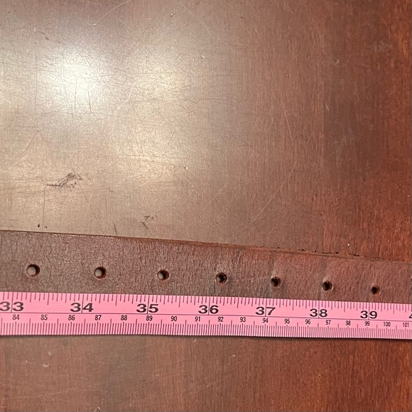 Brown leather belt beautiful embellished buckle & hardware medium EUC - Picture 6 of 7